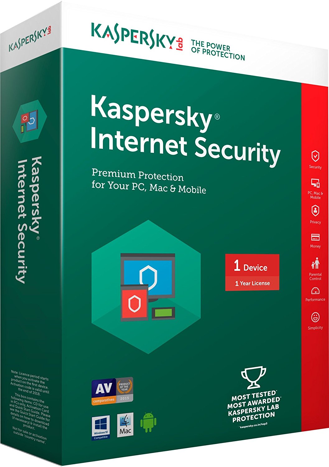 Kaspersky Internet Security 2018, CZ, 1 Zařízení, 1 Rok